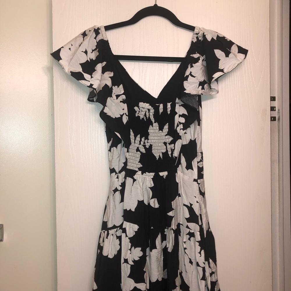 NWT Rachel Zoe Black & White Maxi Dress Size XS elastic back, waist & shoulder. - Picture 3 of 4